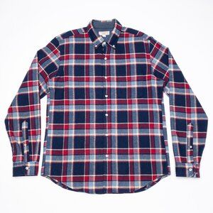 Wallace & Barnes Wool Flannel Shirt Men's Medium Long Sleeve Button-Down Plaid